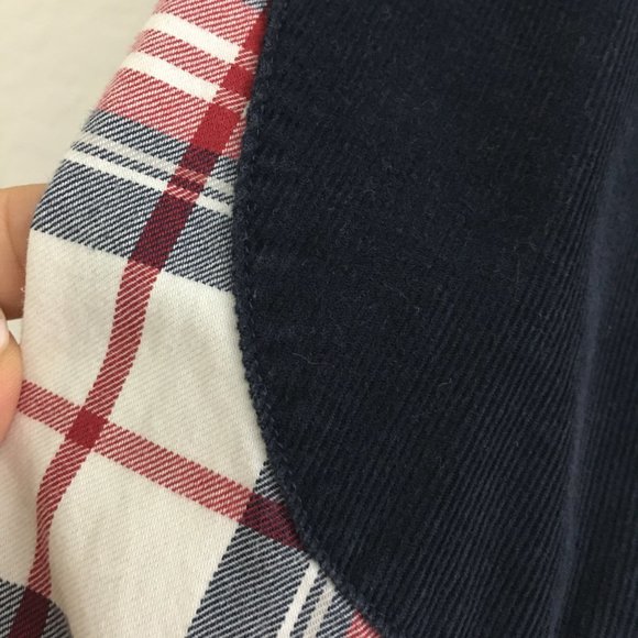 TOMMY HILFIGER Mens S/P Patched Elbow Plaid Button Down Shirt Thick Cotton - Picture 9 of 14